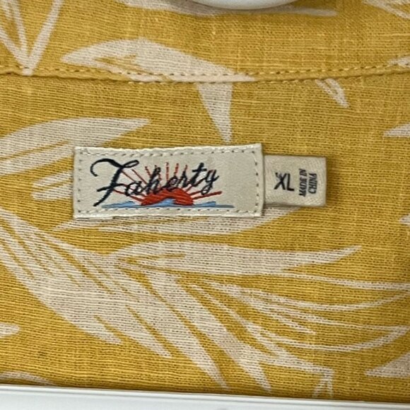 Faherty Linen Blend Floral Tropical Button Front A-Line Shirt Dress Size XL - Picture 3 of 10